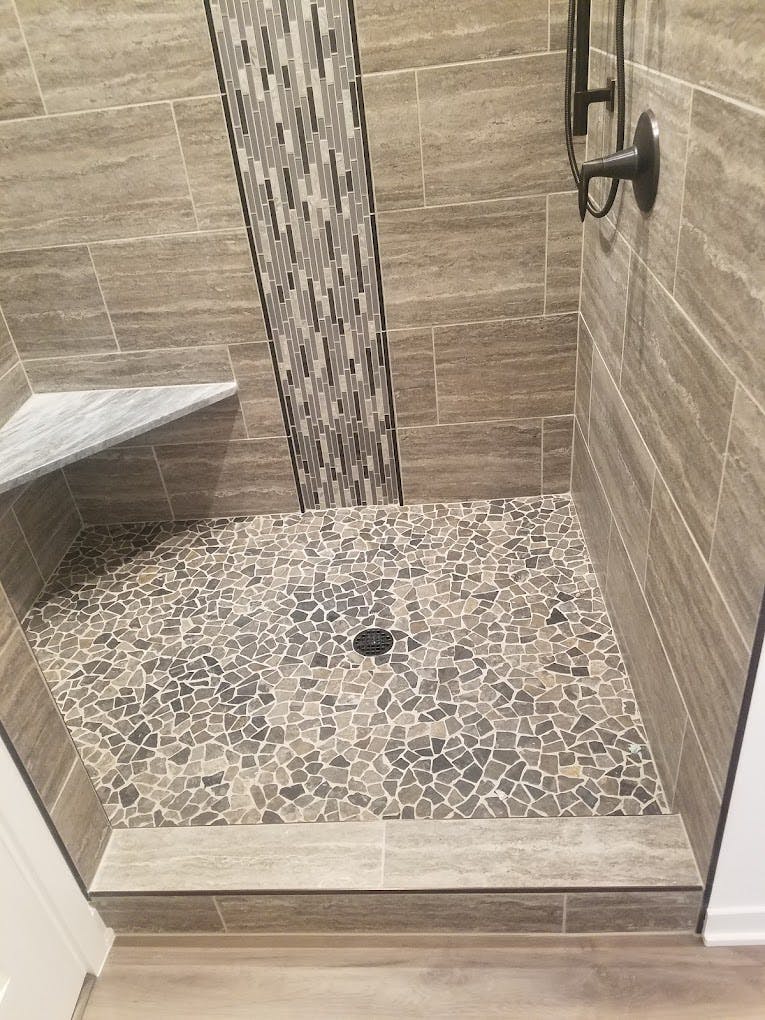 Custom shower wall and floor tile